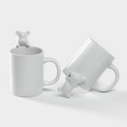 Кружки Доляна «Мишка Отто», 290 мл, 11.5×8×13.5 см, набор 2 шт., доломит, белые - Фото 5