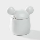 Сахарница керамическая Доляна «Мишка Отто», 400 мл, 11×12×12,5 см, цвет белый - Фото 2
