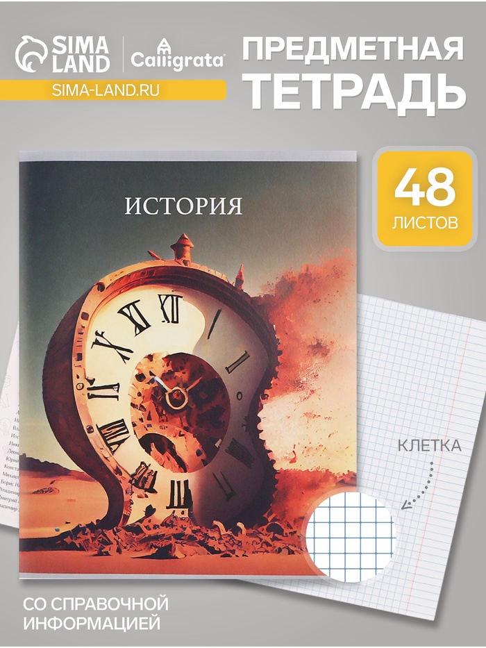 Предметная тетрадь по истории Calligrata TOP «Школьный стиль», 48 листов, в клетку, со справочным материалом, пластиковая обложка