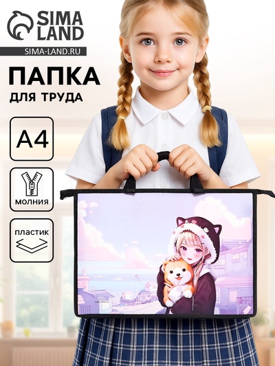 Папка для труда, А4, пластиковая, 33.5×23.5×5.5 см «Аниме»