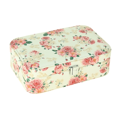 Шкатулка кожзам под часы 1 отделение и бижутерию "Розовые пионы" 7х22х14,5 см