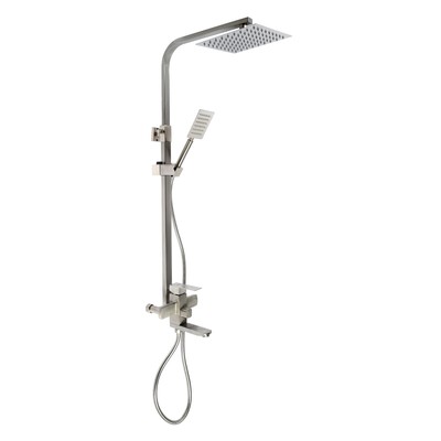 УЦЕНКА Душевая система ZEIN Z1009, смеситель, тропическая и ручная лейка, нержавеющая сталь, сатин