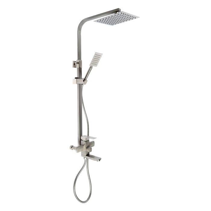 УЦЕНКА Душевая система ZEIN Z1009, смеситель, тропическая и ручная лейка, нержавеющая сталь, сатин - Фото 1