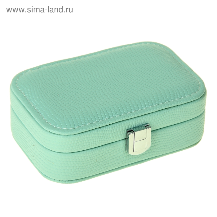 Шкатулка кожзам для украшений "Нежно-зелёная" 5х15,5х10 см - Фото 1