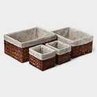 Корзины для хранения LaDо́m, 4 шт., ручное плетение, солома, коричневые - Фото 5