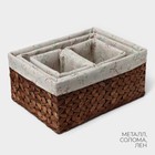 Корзины для хранения LaDо́m, 4 шт., ручное плетение, солома, коричневые - Фото 4