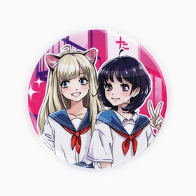 Значок закатной «Подруги аниме школьницы», d=56 мм