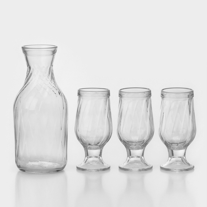 Набор стеклянный для вина, 4 предмета: декантер 1 л, бокал 250 мл - Фото 1