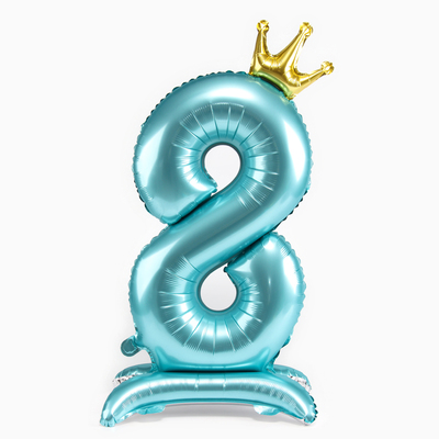 Воздушный шар фольгированный 42" «Цифра 8 с короной», на подставке