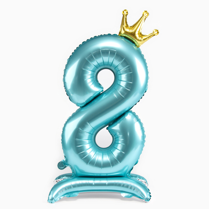 Воздушный шар фольгированный 42" «Цифра 8 с короной», на подставке - Фото 1