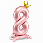 Шары воздушные фольгированные 42" «Цифра 8 с короной» на подставке, цвет розовый - Фото 3