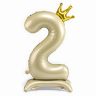 Воздушный шар фольгированный 42" «Цифра 2 с короной», на подставке - Фото 1