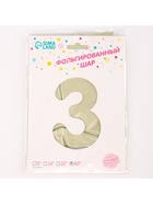 Шар фольгированный 42" «Цифра 3 с короной» на подставке, цвет взбитые сливки - Фото 5