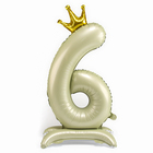 Воздушный шар фольгированный 42" «Цифра 6 с короной», на подставке - Фото 1