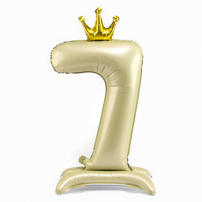Воздушный шар фольгированный 42" «Цифра 7 с короной», на подставке