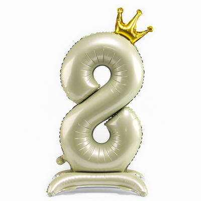 Воздушный шар фольгированный 42" «Цифра 8 с короной», на подставке