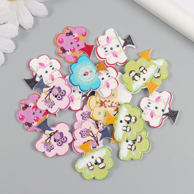 Пуговицы дерево для творчества 2 прокола «Деревце», набор 20 шт., 2.8×2.8 см