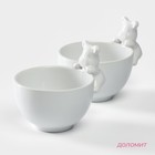 Набор салатников керамических Доляна «Мишка Отто», 13×10,2 см, цвет белый, 2 шт - Фото 2