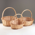 Набор корзин плетеных,3шт,  ива, 47x39x14/20x42, 40x33x12/18x36, 35x28x10/16x32, медовый - фото 24370908