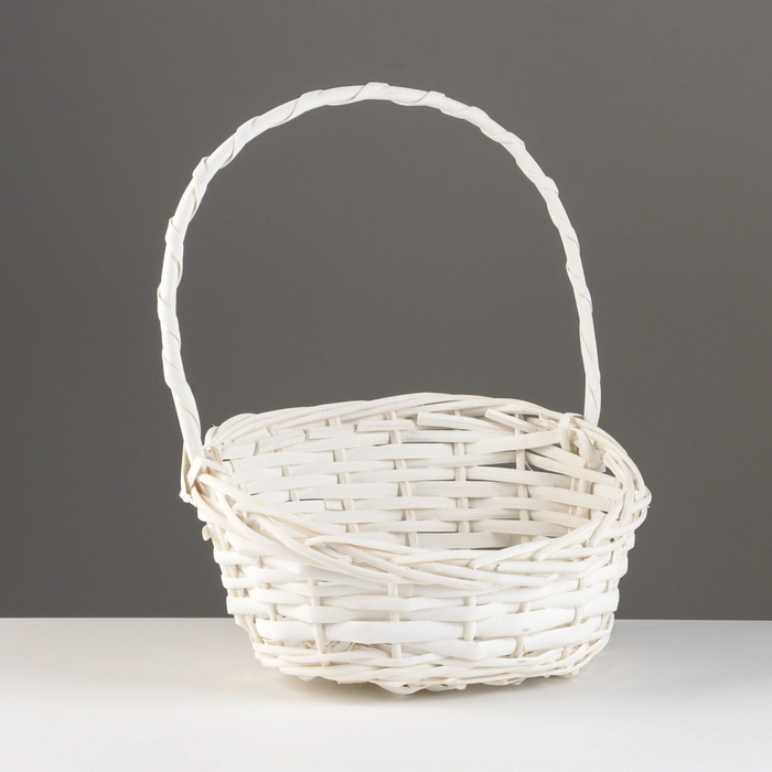 Корзина плетеная, 26х21х8х13х32 см, белый, ива