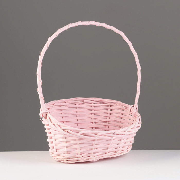 Корзина плетеная, 26х21х8х13х32 см, розовый, ива