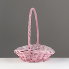 Корзина плетеная, D33x31/H11/H8/HH40/B22, розовый, ива - фото 24393451