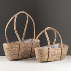 Набор корзин из 2 шт, 35х18хH20/HH44; 31х15хH11/HH39 см, коричневый, рогоз - фото 24393456