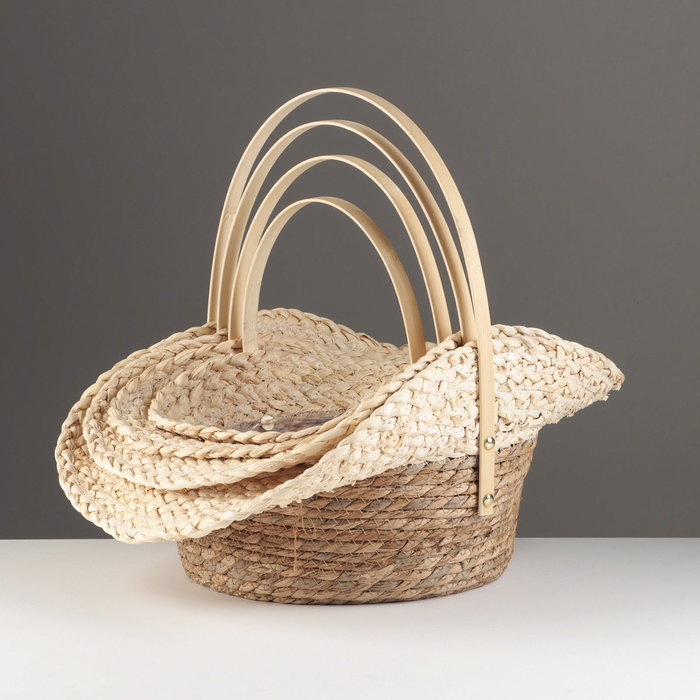 

Набор корзин из 4 шт, 46x32x12, 42x29x10, 36x25x8, 30x21x7 см, рогоз