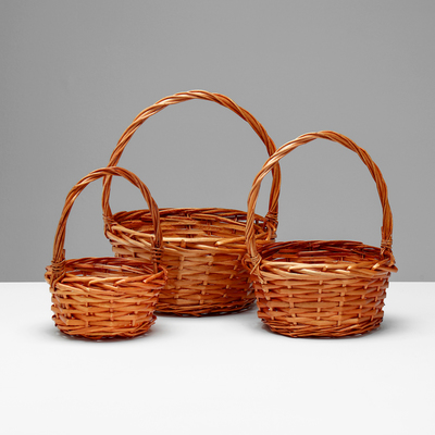 Корзина плетёная для хранения «Улей», ива, с ручкой, цвет медовый, набор 3 шт.