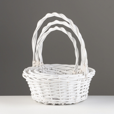 Набор корзин плетёных «Белоснежные», 3 шт., ива