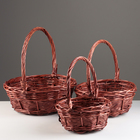 Набор корзин из 3 шт, 33х13/36 см, 29х11/31 см, 22х10/26 см, коричневый, ива - фото 24393495