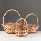 Набор плетеных корзин из 3 шт, 34хH14/35 см, 29х12/30 см, 22х10/25 см, ива - фото 24393500