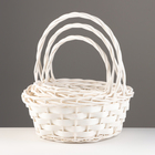 Корзина плетёная для хранения «Флетта», ива, белая, набор 3 шт. - Фото 1