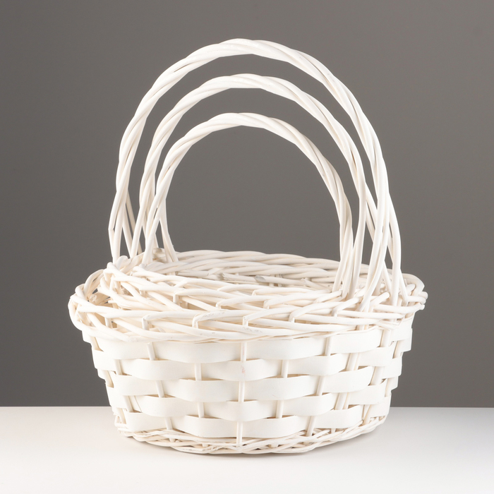 Корзина плетёная для хранения «Флетта», ива, белая, набор 3 шт. - Фото 1