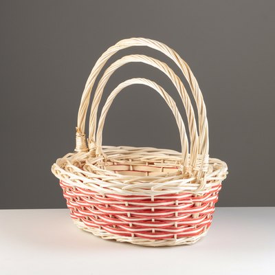 Корзина плетёная для хранения «Прут», ива, с ручкой, набор 3 шт.