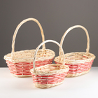Набор корзин из 3 шт, 39х32х13/36 см, 34х26х11/31 см, 28х20х10/25 см, ива - фото 24393545