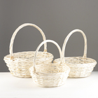 Набор корзин из 3 шт, D40х15х42 см; D35х13/37 см; D30х11/32 см, ива - фото 24347853