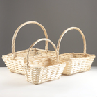 Набор корзин из 3 шт, 42х29х17/43 см, 37х26х15/37 см, 31х21х13/35 см, бежевый, ива - фото 24347858