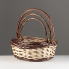 Набор корзин из 3 шт, 44x39x16/46 см, 37x30x14/41 см, 33x23x13/36 см, ива - фото 24393564