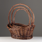 Набор корзин из 3 шт, 47х36х17х22х52 см, 40х32х15,5х20,5х46 см, 33х25х14,5х19х40 см, ива - фото 24393584