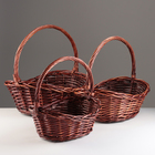 Набор корзин из 3 шт, 48x35xH13/18/40 см, 40x30xH12/16/35 см, 33x25xH10/14/29 см, ива - фото 24393595