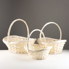 Набор корзин из 3 шт, 53x42xH16/22/45, 46x36xH15/20/39, 38x29xH13/17/34 см, выбеленный, ива - фото 24393605