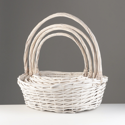 Набор корзин плетёных из 4 шт., 55×44xH17/52; 48×39xH15/46; 42×32xH13/40; 35×27xH12/35 см, ива