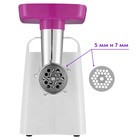 Мясорубка Kitfort КТ-2112-2, 1300 Вт, 4 насадки, шнур 1 м, бело-сиреневая - фото 51571475