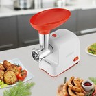 Мясорубка Kitfort КТ-2113-3, 1000 Вт, 4 насадки, шнур 0,7 м, бело-красная - фото 51571499