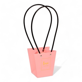 Сумка для цветов розовая Love Lives Here 12?12 - 8?8 - 12.5 см (комплект 10 шт)