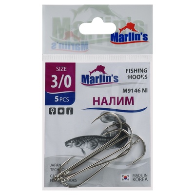 Крючок Marlin's НАЛИМ 9146 NI №3/0 , 5 шт.