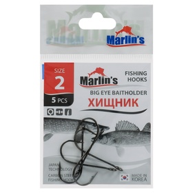 Крючок Marlin's BIG ЕУЕ BAITHOLDER BLN №2 , 5 шт.