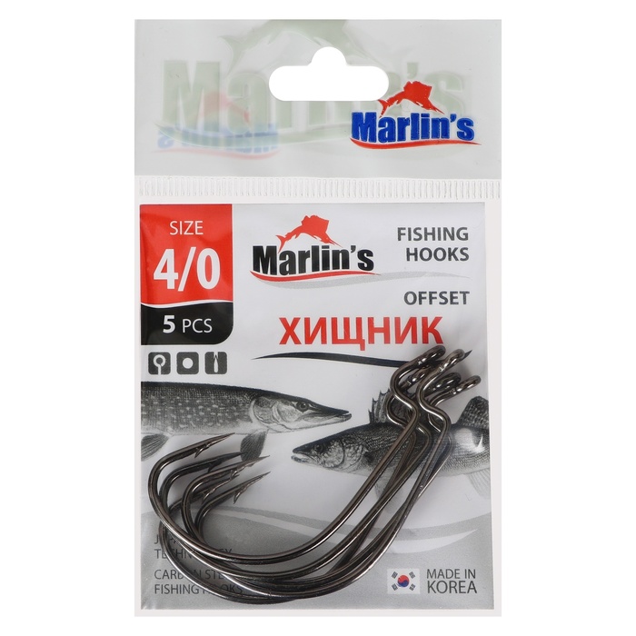 Крючок Marlin's OFFSET 7316 BN №4/0, 5 шт. - Фото 1