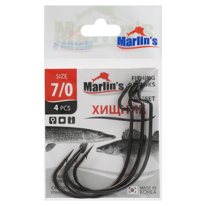 

Крючок Marlin's OFFSET 7316 BN №7/0, 4 шт.